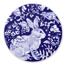 Mörk blått kaninbunny Woodland Blommigt Cobalt Knopp