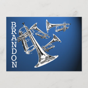 Mörk blått kort för Trumpet Music Tack