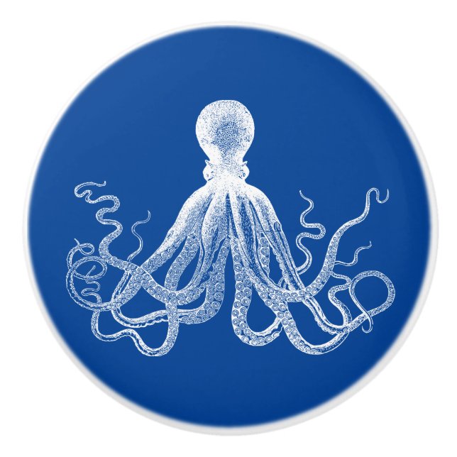 Mörk blått Kraken Octopus Knopp (Framsidan)