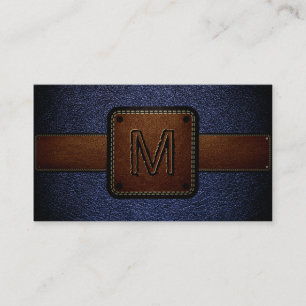 mörk blått läderutseende Brown Monogram Visitkort