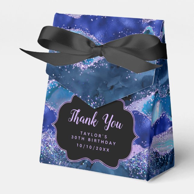 Mörk blått Lilan Agate Birthday Tack Presentaskar (Framsidan Sidan)