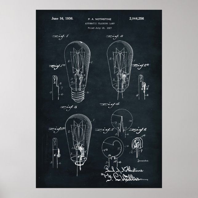Mörk blått | Ljust bulbpatent Poster (Framsidan)