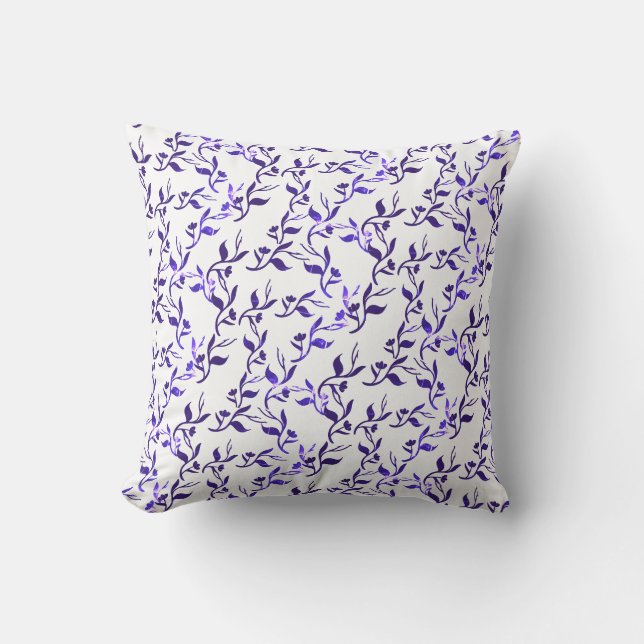 Mörk blått Löv Mönster Dekorativ kudde Cushion (Framsida)