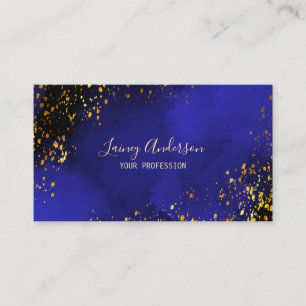 Mörk blått lyxfolie och faux-folie-guld-glitter visitkort
