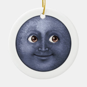 Mörk blått Måne - Emoji Julgransprydnad Keramik