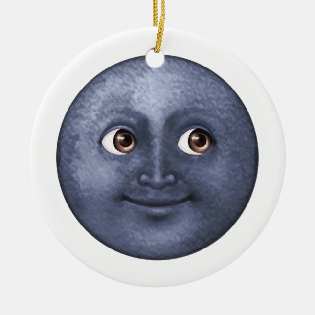 Mörk blått Måne - Emoji Julgransprydnad Keramik (Framsidan)