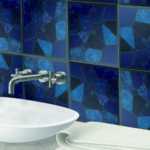 Mörk blått Marble Mosaic abstrakt art Kakelplatta