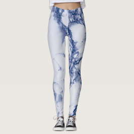 mörk blått Marble Struktur Leggings