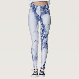 mörk blått Marble Struktur Leggings