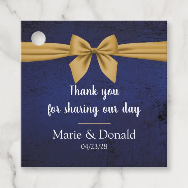 Mörk blått med Guld Bow-Anpassningsbarna Gåvor Etiketter (Framsida)