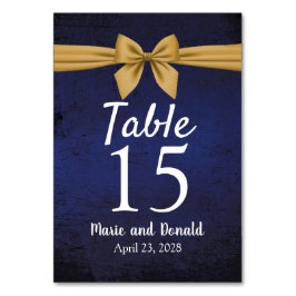 Mörk blått med Guld Bow Bordsnummer