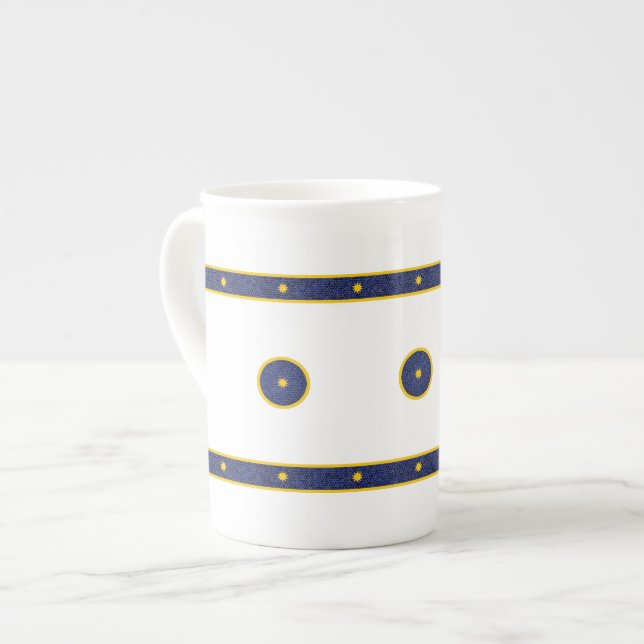 Mörk blått med Guld Stars Benporslin Mugg (Framsida vänster)