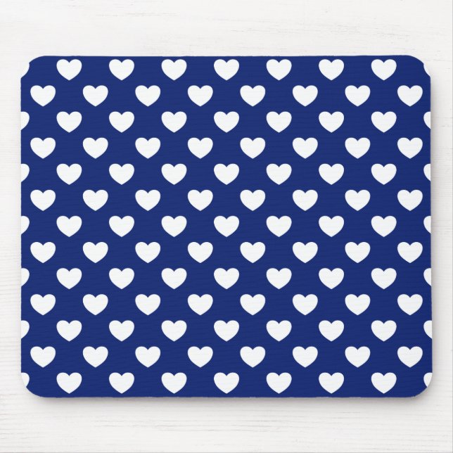 Mörk blått med vita hörn Polka Dot Mönster Musmatta (Framsidan)