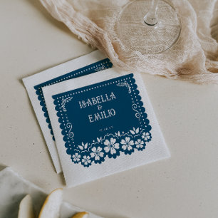 Mörk blått Mexikanska Papel Picado Bröllop Pappersservett