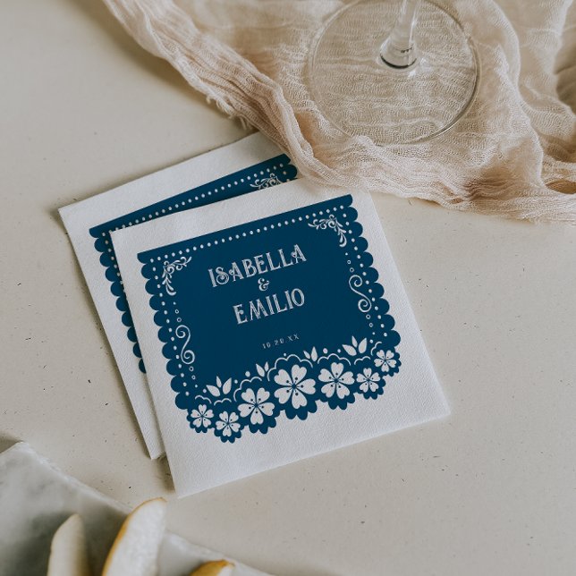 Mörk blått | Mexikanska Papel Picado Bröllop Pappersservett (Skapare uppladdad)