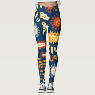 Mörk blått mikroorganismer: Biologi Mönster Leggings