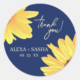 Mörk blått minimalistiskt Bröllop Runt Klistermärke