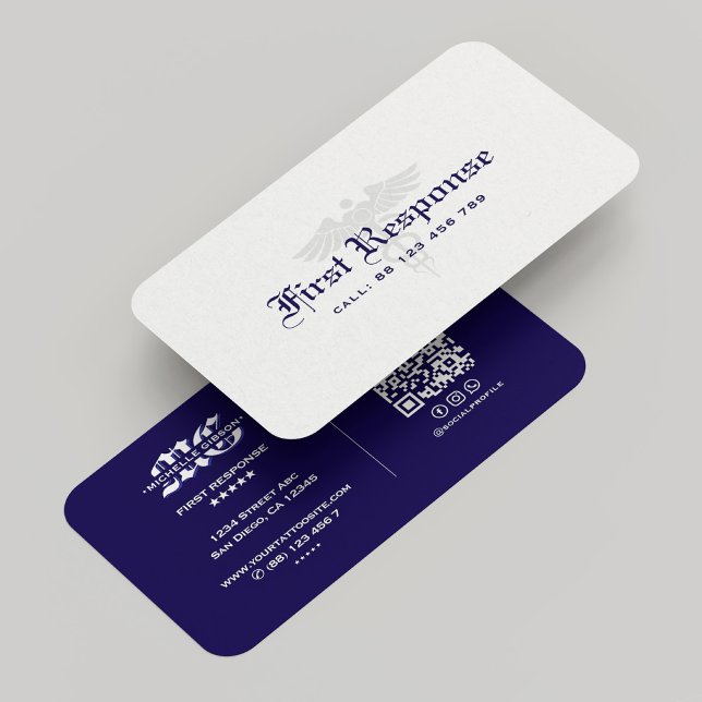 Mörk blått minimalt första svarsbyrå visitkort (Minimal First Response Agency Dark Blue Business Card
)