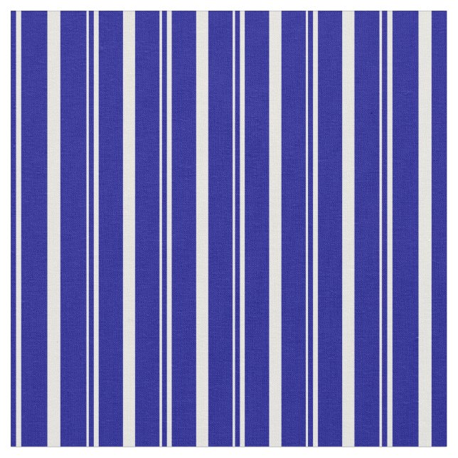 Mörk blått & Mint Cream Linjer Mönster Tyg (Närbild)