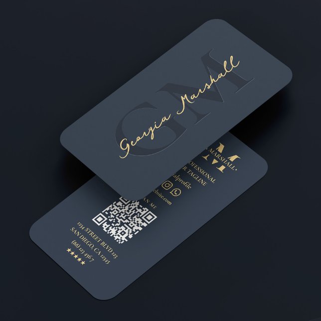 Mörk blått modern i Professionellen marknadsföring Visitkort (Marketing Professional Dark Blue Modern Business Card
)