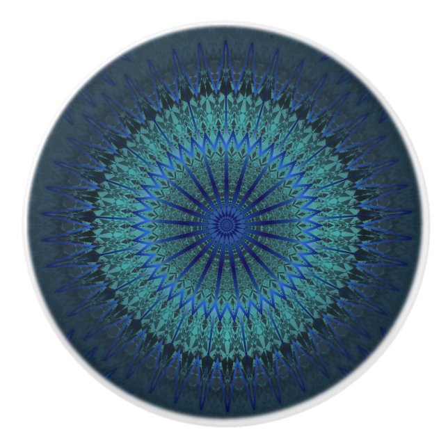 Mörk blått Modern Mandala Knopp (Framsidan)