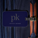 Mörk blått modernt, minimalistiskt monogram bagagebricka<br><div class="desc">Mörk blått,  modern,  minimalistisk monogramsresagg</div>