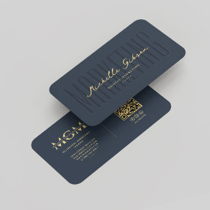 Mörk blått Monogram för elegant Modern Marknadsför Visitkort