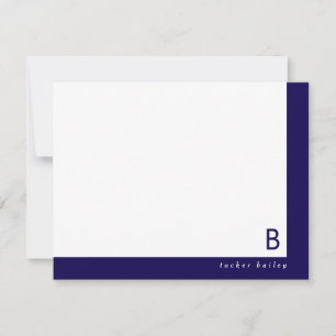 Mörk blått monogram hörnband - personligt papper anteckningskort