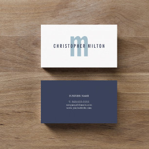 Mörk blått monogramkonsult med minimal Elegant Visitkort