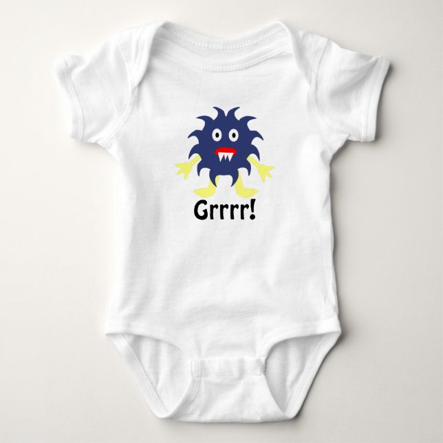 Mörk blått monsterbarnavpassning tee (Framsida)