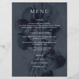 Mörk blått Moody botaniska övertäckningen Bröllop Meny