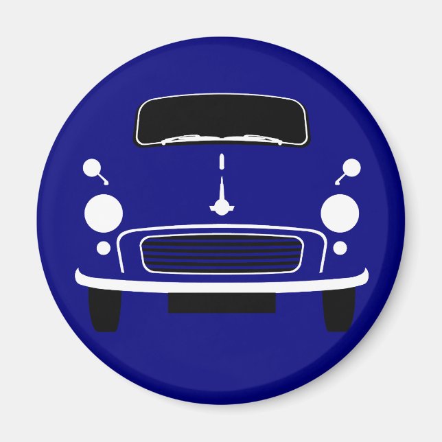 Mörk blått Morris Minor Fridge Magnet (Framsidan)