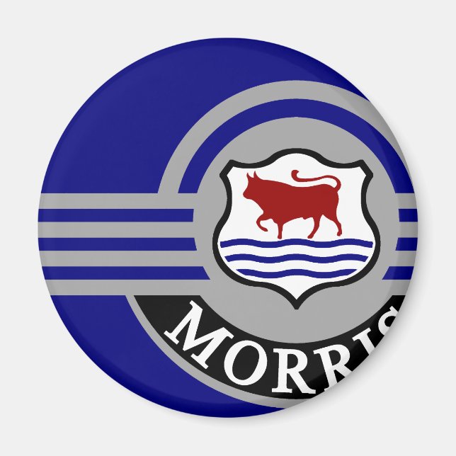 Mörk blått Morris Minor Fridge Magnet (Framsidan)