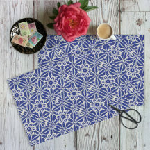 Mörk blått/naturliga Batik Print Stil Flower Craft