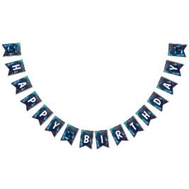 Mörk blått Neon Axolotl Aquatic Birthday Vimplar