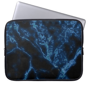 Mörk blått och blå Glitter marble Stone Mönster Laptop Sleeve