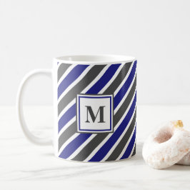 Mörk blått och Grått Rand Kaffemugg