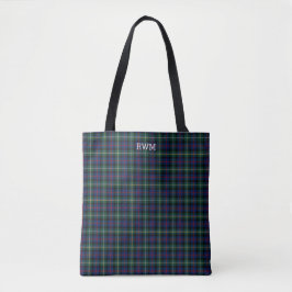 Mörk blått och Grönt Malcolm Tartan Monogram Tygkasse