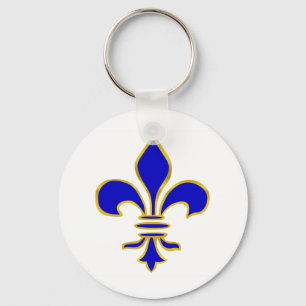 Mörk - blått och guld fleur de lis keychain nyckelring
