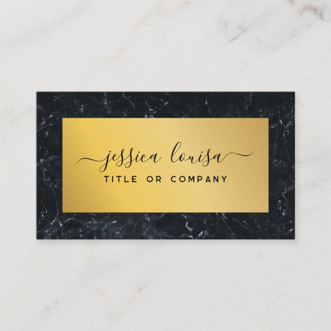 Mörk blått och Guld Marble Visitkort (Framsida)