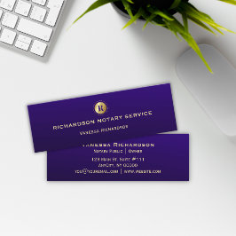 Mörk blått och Guld-monogram - liten verksamhet Mini Visitkort