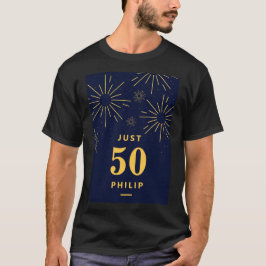Mörk blått och Gult Fireworks 50-årsdagen T Shirt