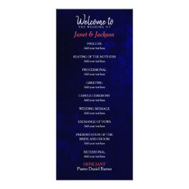 Mörk blått och korala Ro - Bröllopsprogrammet Reklamkort