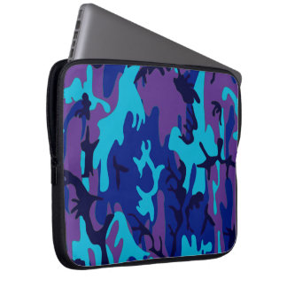 Mörk blått och Lila Camouflage Laptop Fodral