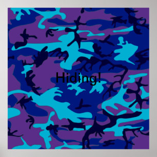 Mörk blått och Lila Camouflage Poster