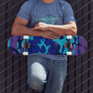 Mörk blått och Lila Camouflage Skateboard Bräda 20 Cm