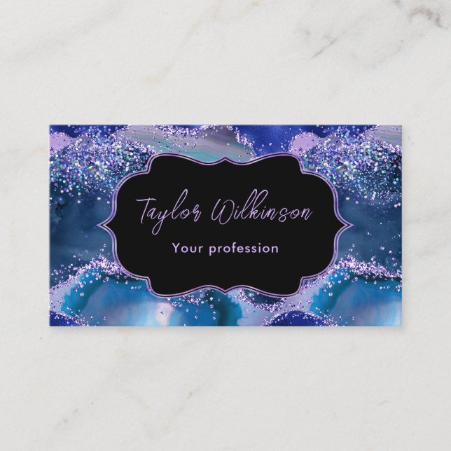 Mörk blått och Lila havsagat Visitkort (Framsida)