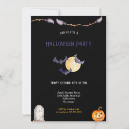 MÖRK BLÅTT OCH ORANGE HALLOWEEN-INBJUDAN INBJUDNINGAR
