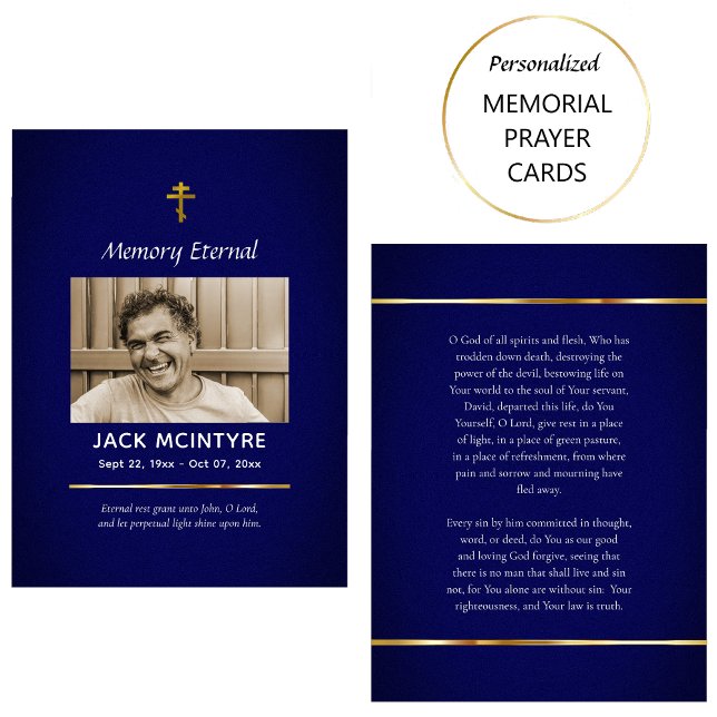 Mörk blått och ortodoxa Guld-begravningskort Placeringskort (Skapare uppladdad)