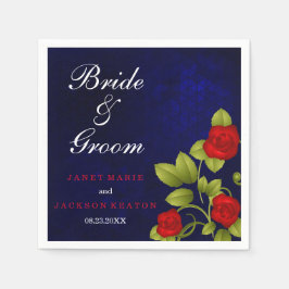 Mörk blått och Röd ros Bröllop Pappersservett